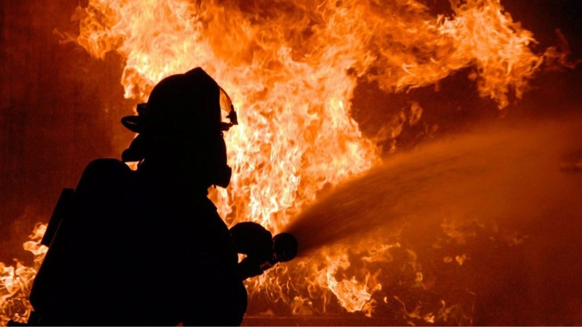 House catches fire in Kyiv after drone debris falls